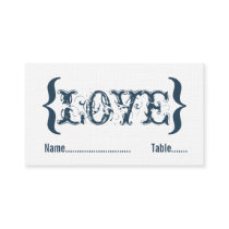 Love's Embrace Wedding Place Card, Dark Blue