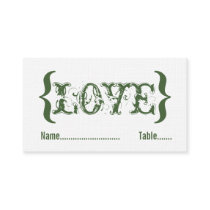 Love's Embrace Wedding Place Card, Dark Green