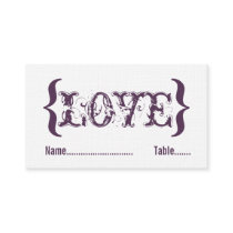 Love's Embrace Wedding Place Card, Eggplant