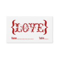Love's Embrace Wedding Place Card, Red