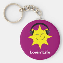 Lovin' life sun & headphones keychain
