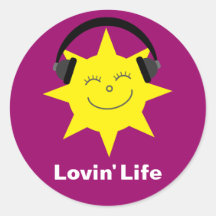 Lovin' Life Sun & Headphones stickers