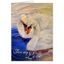 Loving Swans Watercolor Valentine's Greeting Cards
