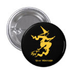 Low Cost Halloween Orange Witch on Broomstick Buttons