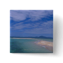 Low tide at the beach pinback button