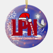 LPN MERRY CHRISTMAS SANTA HAT ORNAMENTS