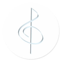 Lt. Blue Brushstroke Treble Clef Round Stickers