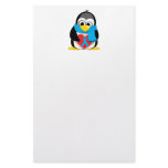 Lt Blue Ribbon Penguin Scarf Custom Stationery