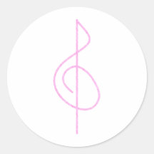 Lt. Pink Brushstroke Treble Clef Round Stickers