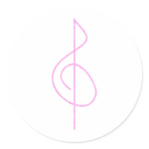 Lt. Pink Brushstroke Treble Clef Round Stickers