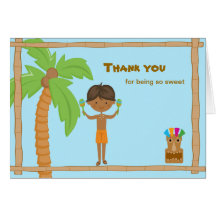 Luau Boy with Dark Hair Thank You Card