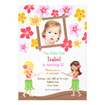 Luau Hawaiian Beach Photo Birthday Invitations