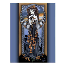 "Lucia" Gothic Flower Moon Fairy Art Postcard