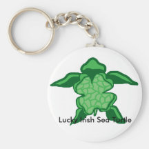 Luck Irish clover sea turtle key chain