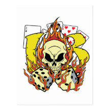 Lucky 13 Dice and Skull Post Card
