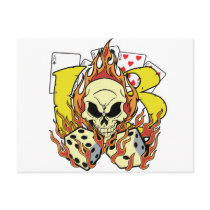 Lucky 13 Dice and Skull Postcard