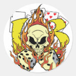 Lucky 13 Dice and Skull Round Sticker