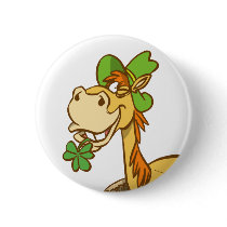Lucky Cartoon Horse on St Patrick's Day button