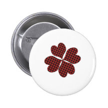 Lucky Clover in Plaid Pinback Button