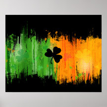 Lucky Clover & Ink Background Posters