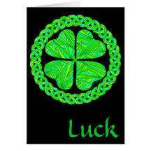 Lucky Four Leaf Clover Celtic Shamrock Card