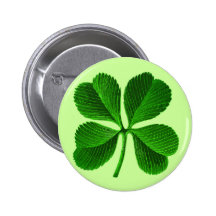 Lucky Four Leaf Clover Pinback Button