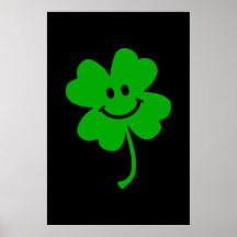 Lucky four leaf clover smiley face poster