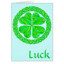 Lucky Four Leaf Clover St Patrick's Day Card