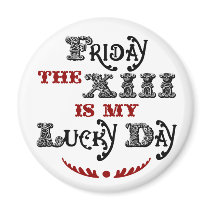 Lucky Friday the 13th Round White Magnet