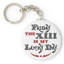 Lucky Friday the 13th White Keychain