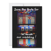 Lucky Gambler Slot Machine Save the Date Custom Invitations