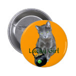 "Lucky Girl" kitty button