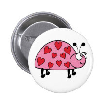 Lucky Heart Bug Tshirts and Gifts Button