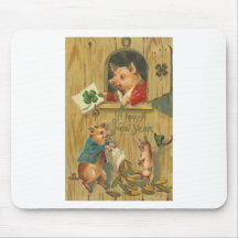 lucky horse shoe and pigs mouse mat