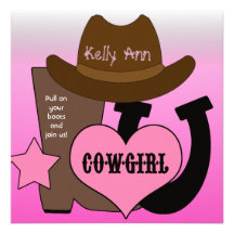 Lucky Horseshoe Cowgirl Birthday Invitation