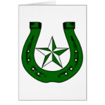 lucky horseshoe. green stars. card