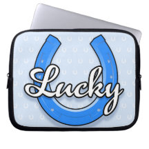 Lucky Horseshoe Laptop Case (blue) Laptop Sleeves