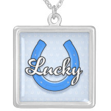Lucky Horseshoe Necklace (blue)