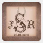 Lucky Horseshoes on Brown Monogram Sticker