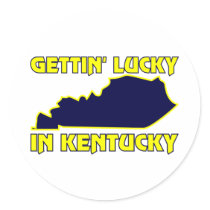 Lucky in Kentucky Round Stickers