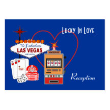 Lucky in Love Blue Reception Cards Business Card Templates