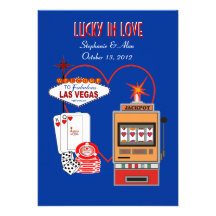 Lucky in Love Blue Wedding Invitation