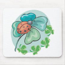 lucky ladybug and clovers design mouse pad