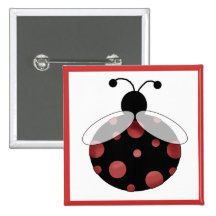 Lucky Ladybug T-shirts and Gifts Buttons