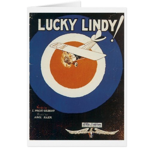Lucky Lindy Vintage Songbook Cover Greeting Cards