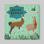 Lucky Llamas Green Magnet magnets