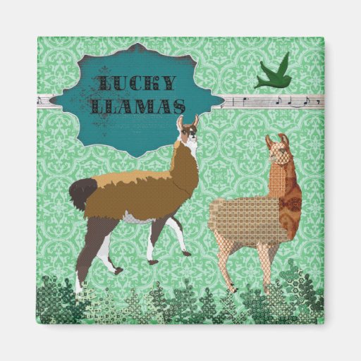 Lucky Llamas Green Magnet