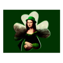 Lucky Mona Lisa Shamrock Postcards