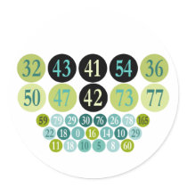Lucky Numbers, fashion design, template Round Sticker