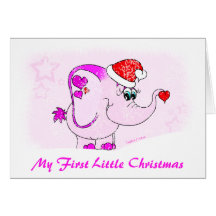 Lucky Pinkie Pink Elephant Merry Christmas Card